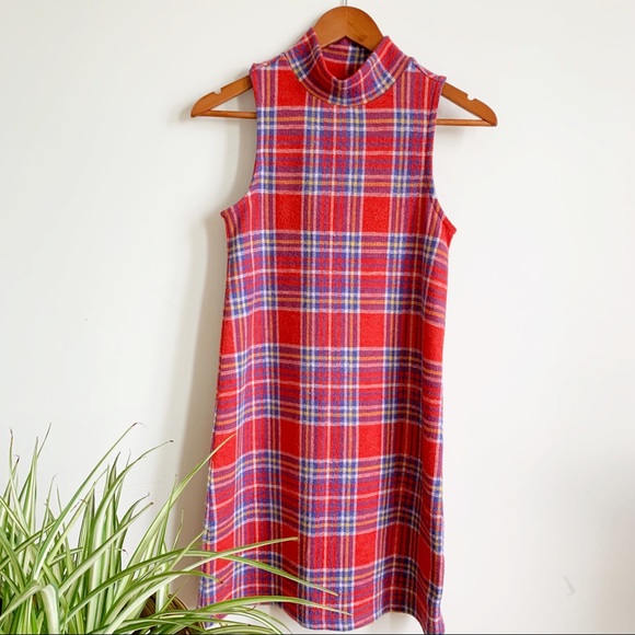 Twik Dresses & Skirts - Twik Tartan Red Blue Sleeves Dress Size XS
